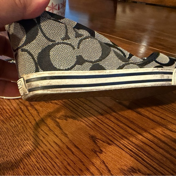 Coach wedge black and gray sandals signature logo - Picture 4 of 13